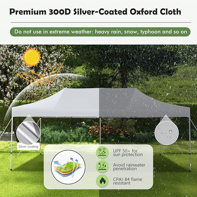 Tangkula 10x20 Ft Pop Up Canopy, UPF 50+ Easy Setup Instant Canopy Tent - Image 5