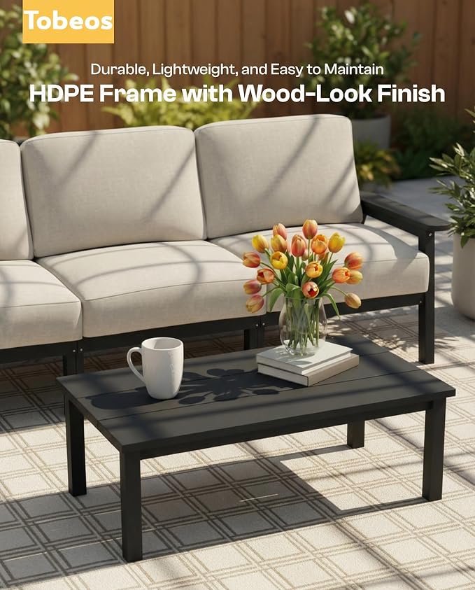 HDPE 5 Piece Patio Furniture Set, Outdoor Couch - Image 6