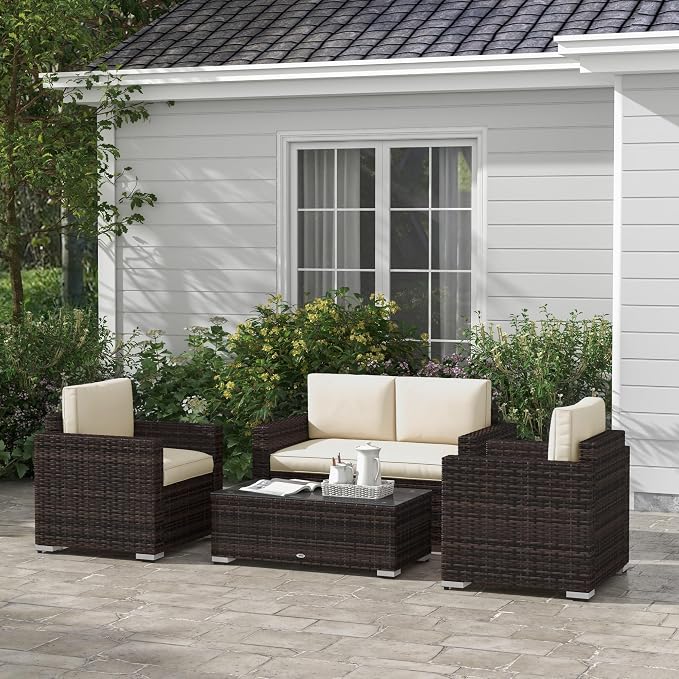 Outsunny 4 Piece Wicker Patio Furniture Set by Outsunny