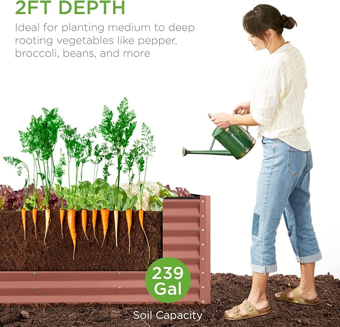 Best Choice Products 8x2x2ft Outdoor Metal Raised Garden Bed, Rectangular Deep - Image 2