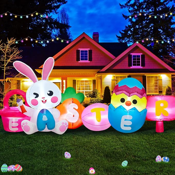 MICOCAH 8 FT Long Easter Inflatables Outdoor Decorations, Inflatable Painting by MICOCAH
