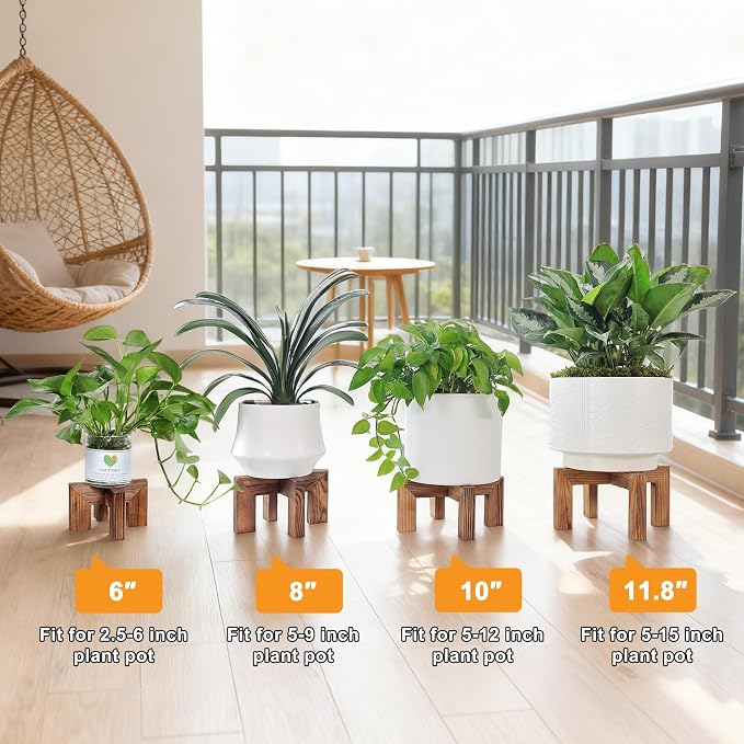 Plant Stand, Indoor/Outdoor Wood Plant Holder, Single Flower Pot Stand - Image 5