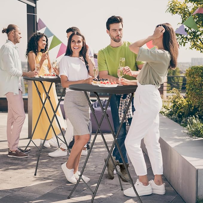 VINGLI 24" Plastic Folding Round Table Bar Height, HDPE Matrial - Image 9