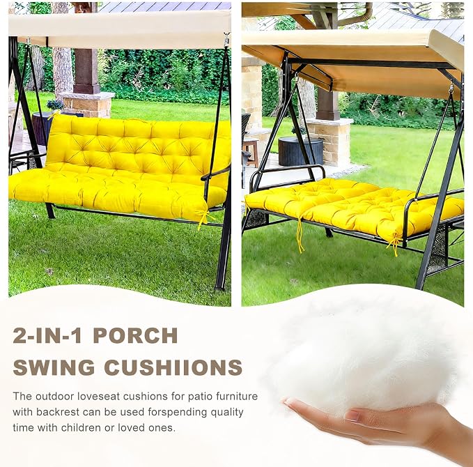 Porch Swing Cushion with Backrest, Waterproof Bench Cushion - Image 4