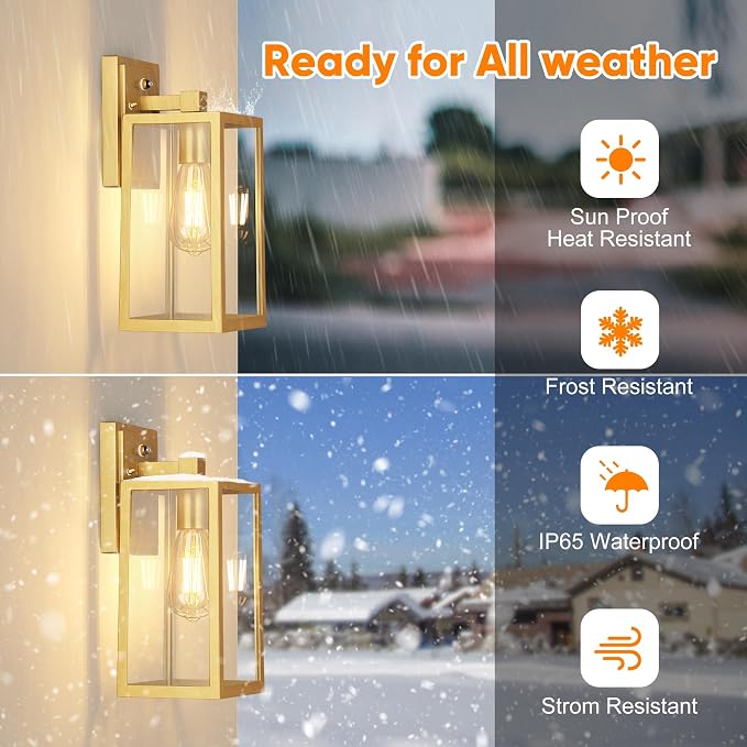 PARTPHONER Gold Dusk to Dawn Outdoor Lights - Image 3