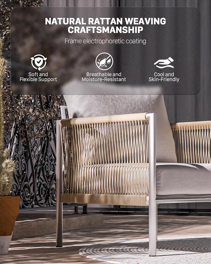 ZANDOR Aluminum Outdoor Patio Furniture 2 Pcs Armchair, All-Weather Metal - Image 5