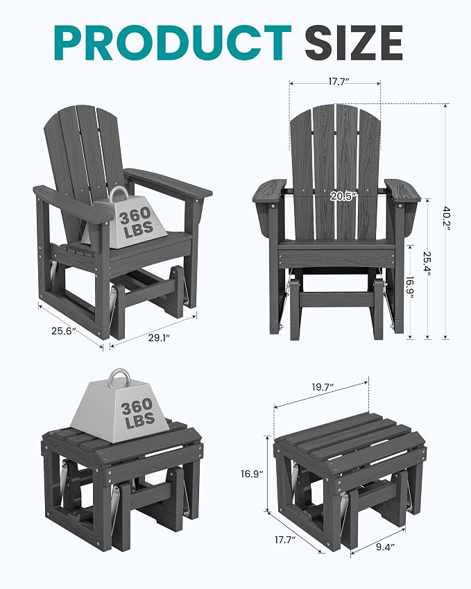 SERWALL Outdoor Glider Chair Set of 2 - Image 2