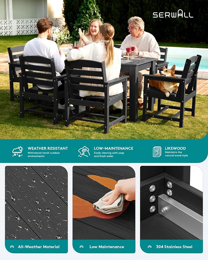 SERWALL Patio Dining Set for 6, Outdoor Dining Sets for 6 Person - Image 6