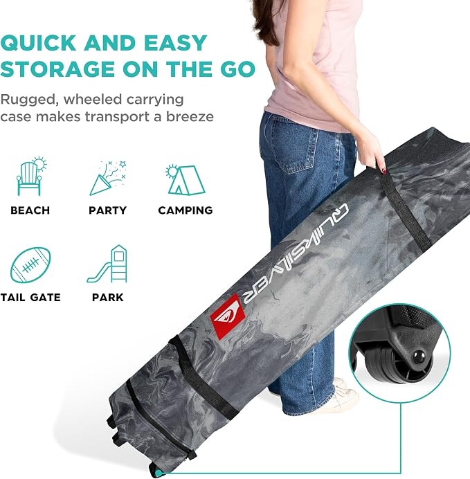 Quiksilver 10x10 Pop Up Canopy – UPF 50+ Outdoor Beach Tent - Image 9