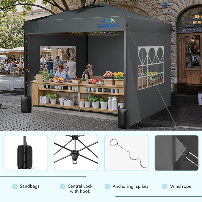 8X8 Pop Up Canopy Tent with 3 Sidewalls, Easy Up Canopy, Commercial Instant - Image 3