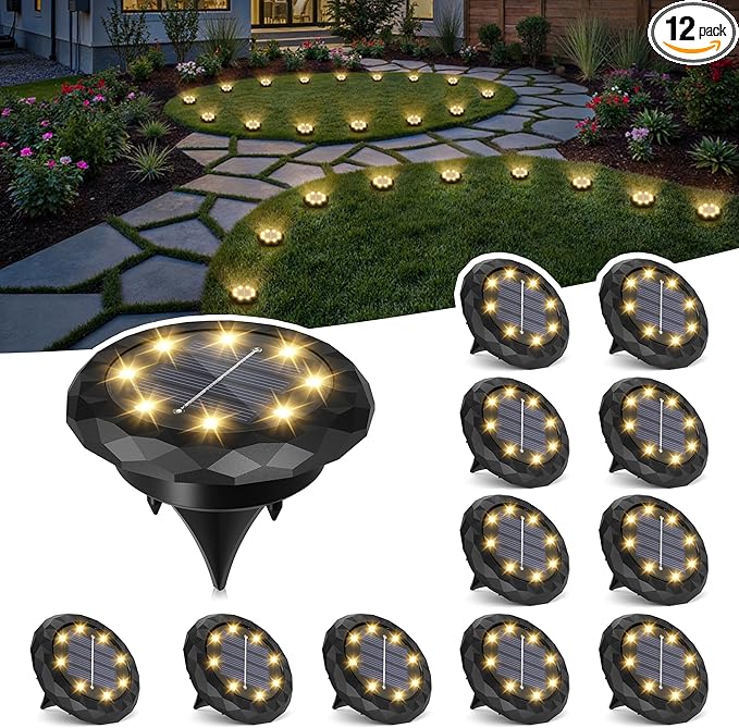 SOLPEX Mini Solar Ground Lights, 12 Pack Solar Lights Outdoor Waterproof by Solpex