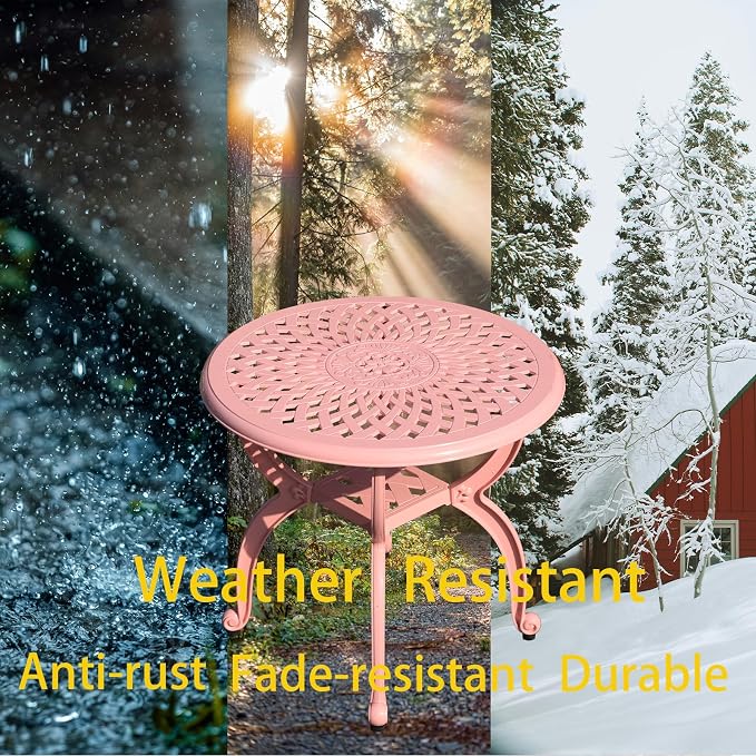 Cast Aluminum Outdoor Side Table, Small Patio Table, Outdoor Coffee Tables - Image 4