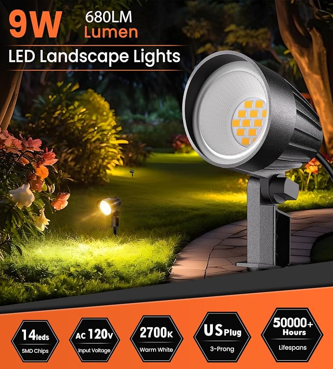 MEIKEE 9W LED Landscape Lights, 120V Landscape Lighting - Image 2