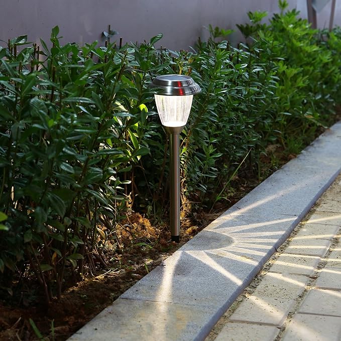Solar LED Outdoor Lights 8-Pack Stainless Steel Pathway Landscape Lights by voona
