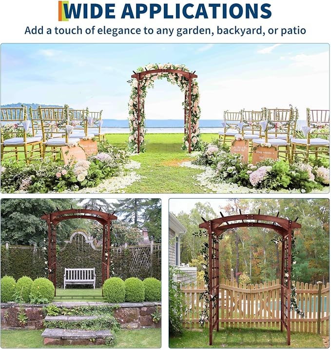 85 in Wooden Garden Arbor, Solid Fir Wood Trellis - Image 6