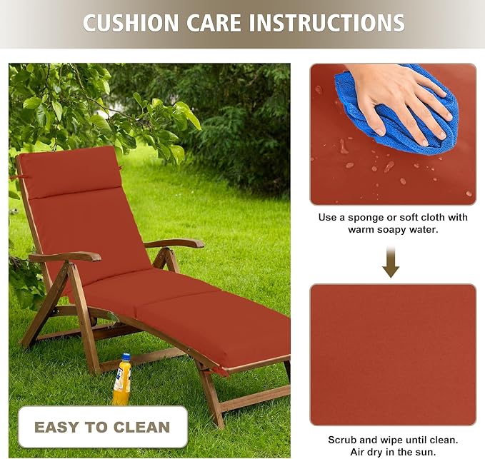 Chaise Lounge Cushion 72x21x3 Inch ?Set of 2 Outdoor Lounge Chair Cushions - Image 8