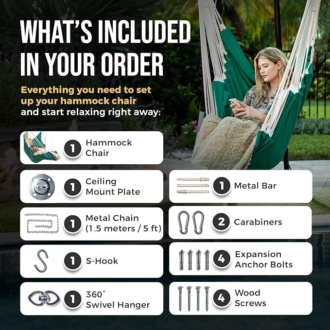 Hanging Hammock Chair Swing – Hanging Chair Outdoor & Indoor - Image 3