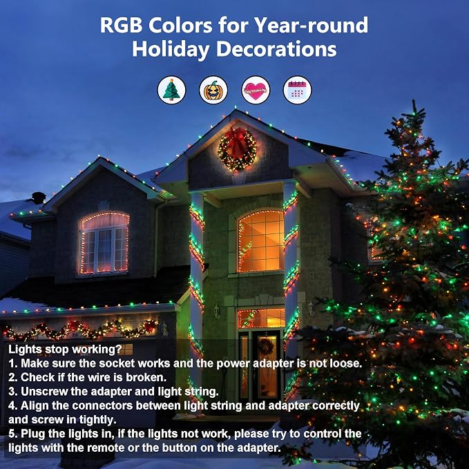 Brizled Color Changing String Lights 98FT 300 LED RGB Christmas Lights Dimmable - Image 3