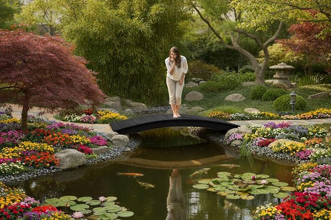 6 FT Black Amish Made Pinewood Heavy Duty Garden Bridge - Image 4