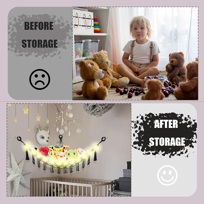 Stuffed Animal Hammock with LED Light, Large Stuffed Animals Storage Corner - Image 4