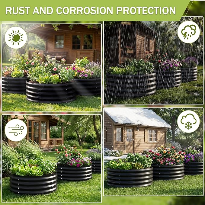 AHEONLAR 3 Pack 2x2x1 ft Round Galvanized Raised Garden Bed Kit Round Metal - Image 7