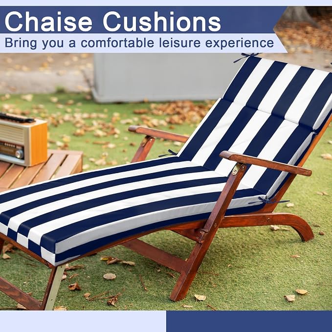2 Pcs Indoor Outdoor Chaise Lounge Cushions Sponge Bench Outdoor Furniture - Image 7