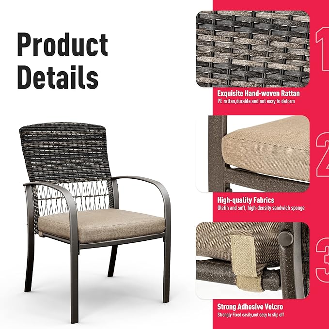 Pamapic Outdoor 5-Piece Patio Dining Set, Weather Resistant PE Rattan Table and - Image 5