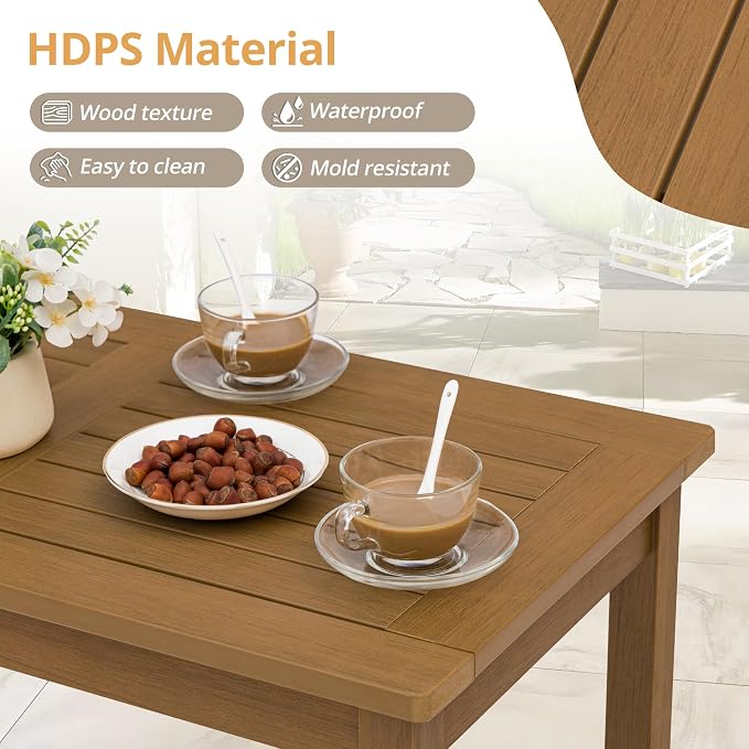 LUE BONA Outdoor Coffee Table Rectangle, HDPS Patio Coffee Tables - Image 5