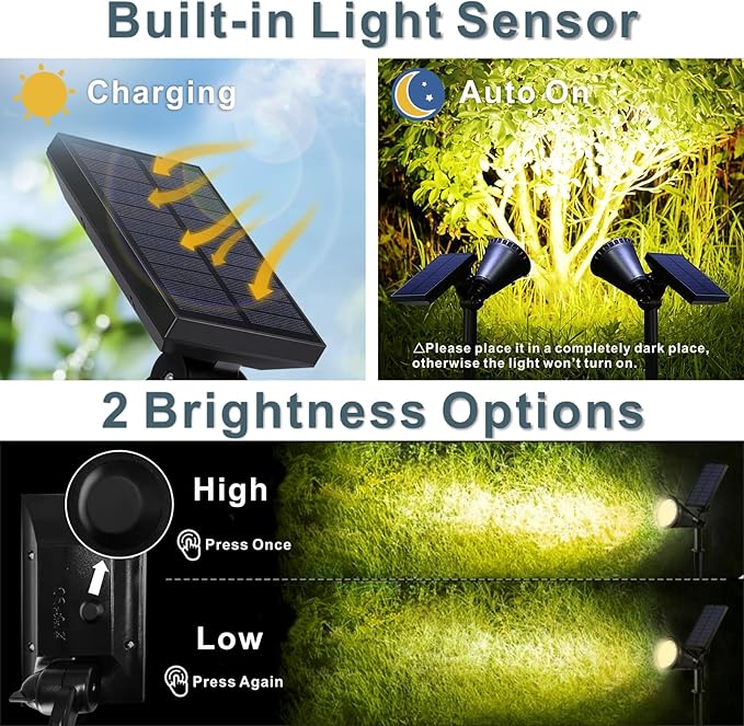 Solar Landscape Spotlights Outdoor, Bright 7-LED Spot Lights, Dusk-to-Dawn - Image 4