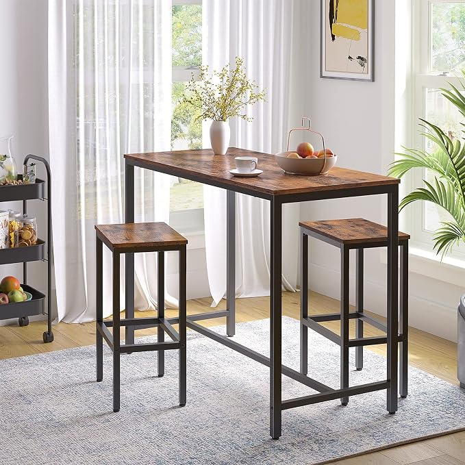 HOOBRO Bar Table and Chairs Set, 47.2” Rectangular Pub Table - Image 7