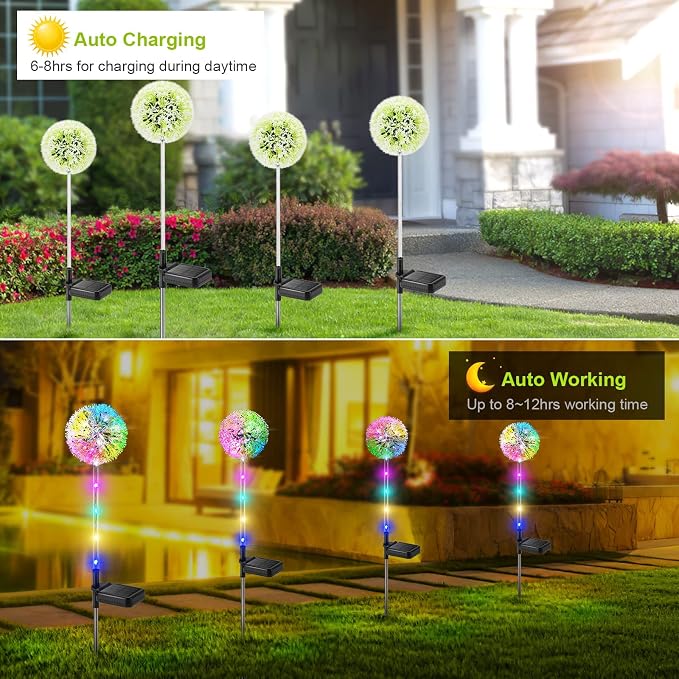 Solar Dandelion Lights Outdoor Decorative: 6 Pack Garden Lights Solar Powered - Image 6