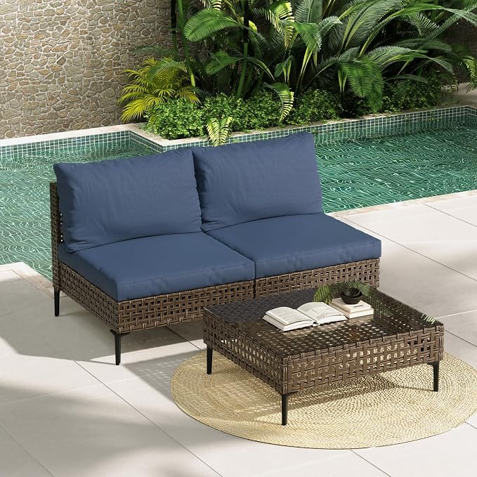 Grand patio 3-Piece Wicker Patio Furniture Set, Retro Outdoor Sectional Sofa - Image 2