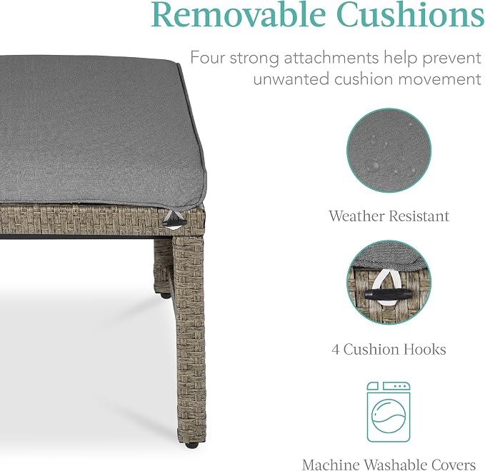 Best Choice Products Set of 2 Wicker Ottomans, Additional Seating, Side Table - Image 6