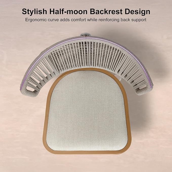 PURPLE LEAF Outdoor Bar Height Stool Set of 2 Modern Rattan Bar Chairs - Image 3