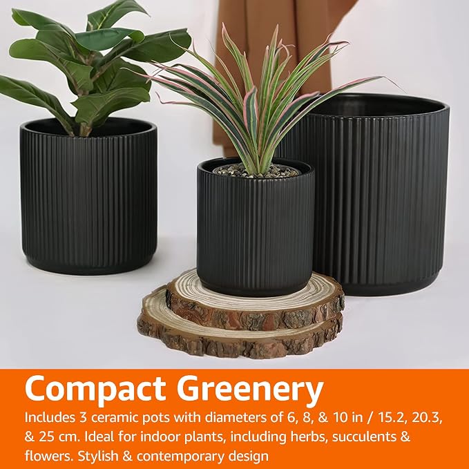 Amazon Basics Fluted Ceramic Round Planters - Image 7
