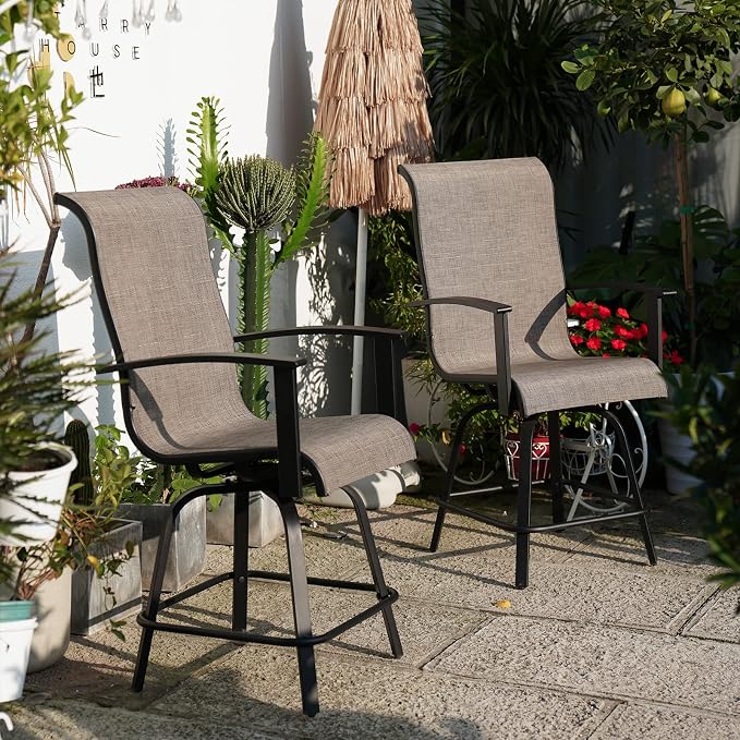 Grand patio Counter Height Outdoor Swivel Bar Stools Set of 2, Patio Bar Chairs - Image 7