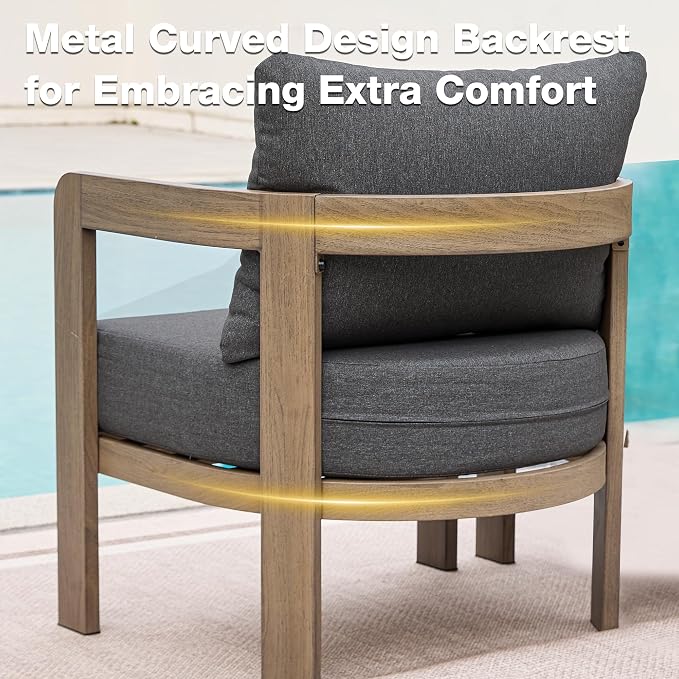 Outdoor Patio Furniture Set, 5 Pieces Modern Metal Patio Conversation Set - Image 5