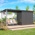 AECOJOY 8x4 FT Outdoor Storage Shed & Hardtop Gazebo Combo, 14x4FT Metal Lean by AECOJOY