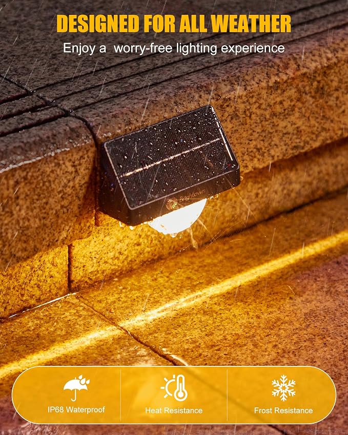 Brightown Solar Step Lights for Outside, 4 Pack Solar Stair Lights Outdoor - Image 4