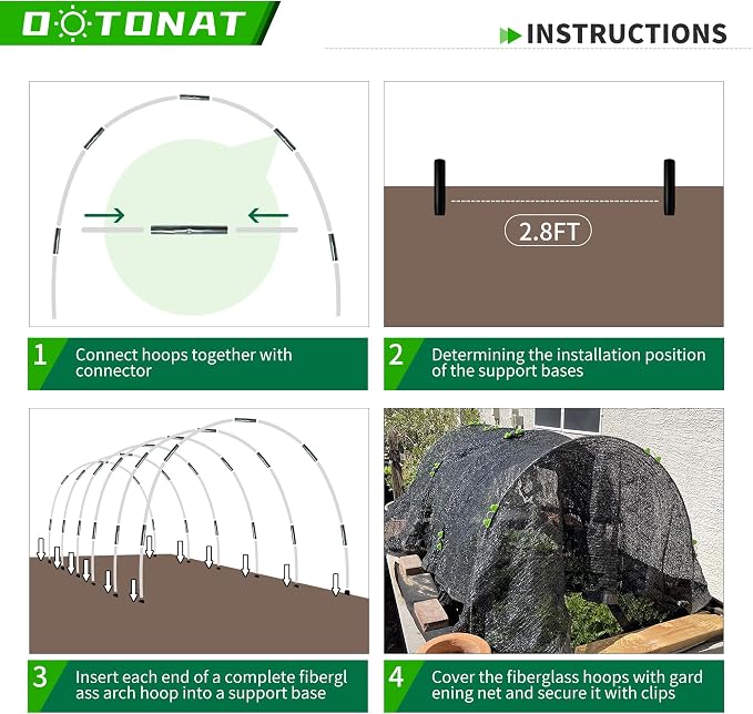 Garden Hoops for Raised Beds- Rust Free Fiberglass Frame Plant Hoops - Image 3