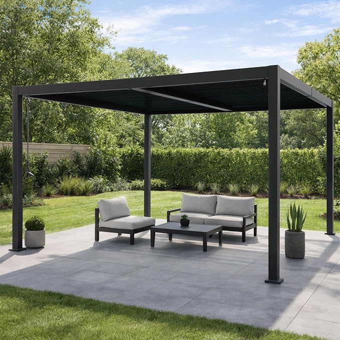 Kozyard Outdoor Louvered Pergola 12ft x 12ft Pergola Sun Shade All-Weather by Kozyard