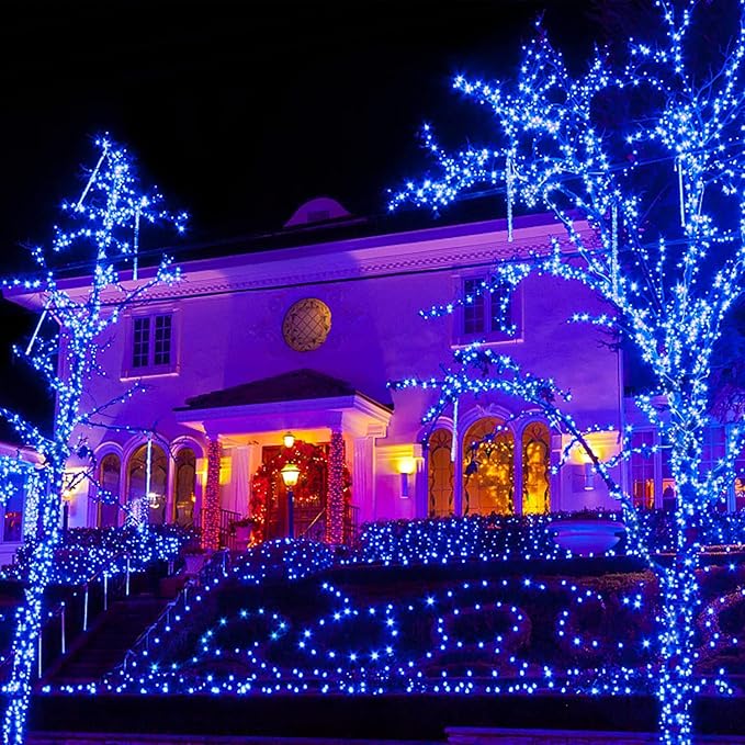 JMEXSUSS 600 LED Blue Solar Christmas Lights, 206.7ft Blue Christmas Lights - Image 5