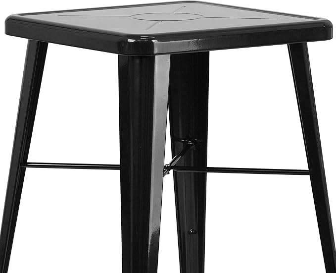 Flash Furniture Commercial Grade 23.75" Square Black Metal Indoor-Outdoor Bar - Image 4