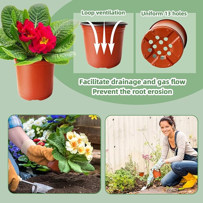 100 Pcs Plant Nursery Pots, 6 Inch Thicker Plastic Seedling Pots - Image 5