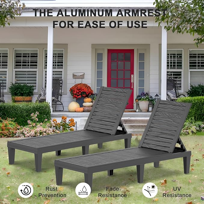 ROJIK Outdoor Chaise Lounge Chair Set of 4, - Image 6
