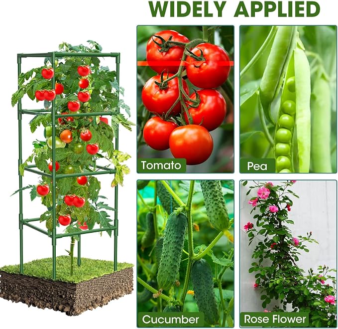 3 Pack Tomato Cages, Square Tomato Plant Stakes Support Cages Trellis - Image 6