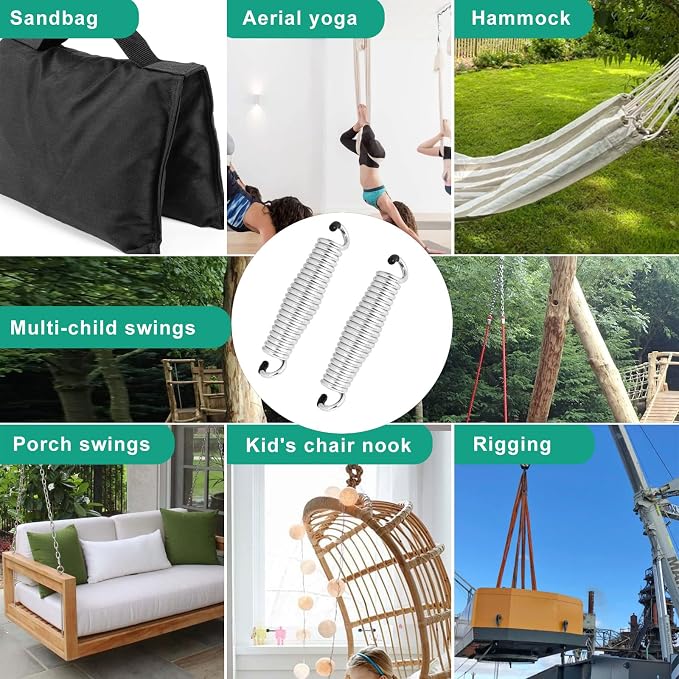 Porch Swing Springs Hammock Chair Spring Hold up to 1600lbs Heavy-Duty Chrome - Image 4