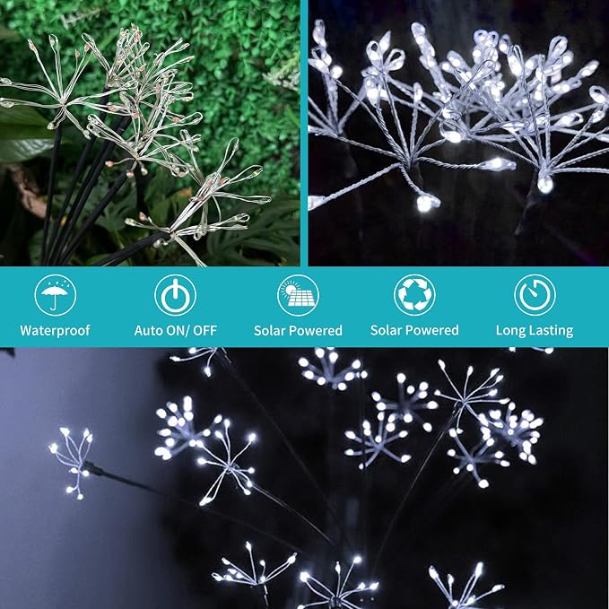 JJGoo Solar Garden Lights, New Upgraded 2 Pack Solar Swaying Starburst Light - Image 6