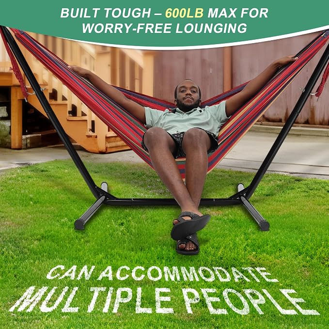 Hammock with Stand for Outside, 600lb Weight Capacity Adjustable Height 3-in-1 - Image 7