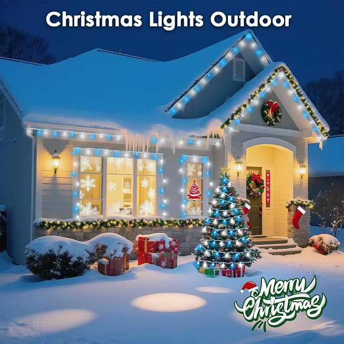 LORRYTE 43FT Connectable String Lights Indoor Outdoor | 100LED Blue and White - Image 4